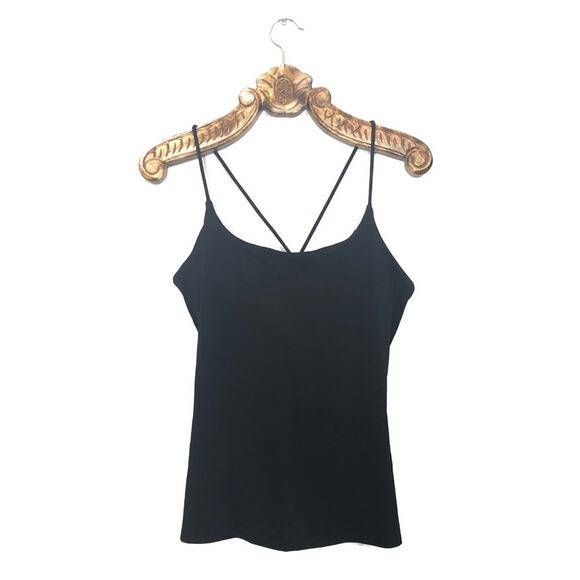 Fabletics Bailey Tank Cinch Lace Up Keyhole Back Padded Shelf Bra Black Medium - Picture 2 of 7